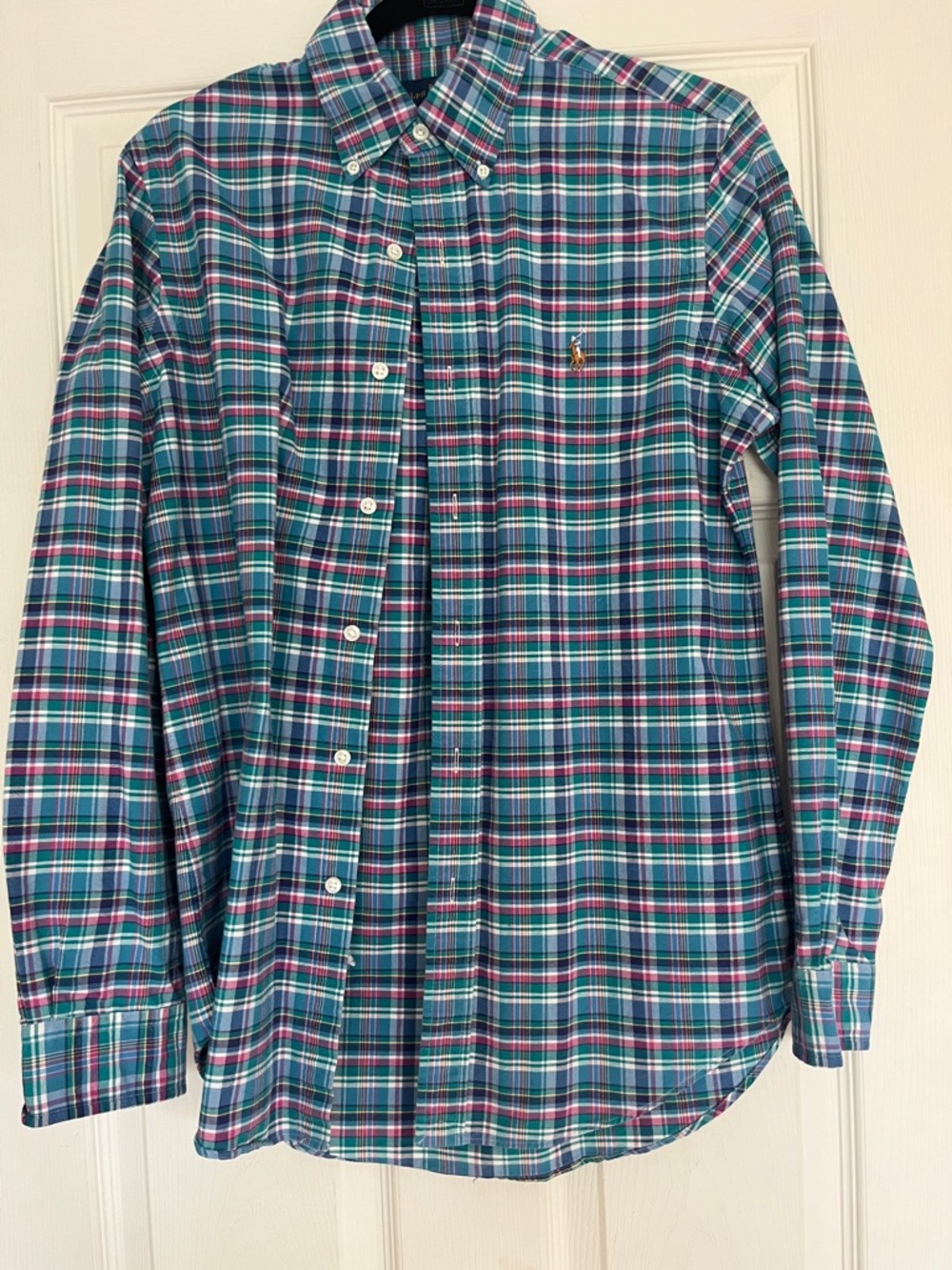 Polo by Ralph Lauren Men’s Small Teal and Navy Plaid Button-Down Shirt